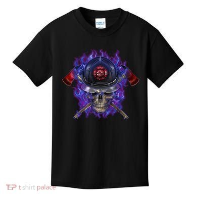 Fire Dept Flame Skull Kids T-Shirt