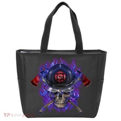 Fire Dept Flame Skull Tote Bag