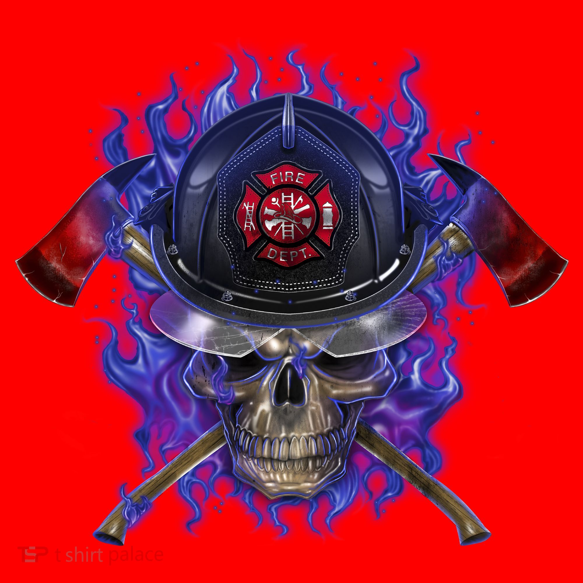 Fire Dept Flame Skull Santa Hat