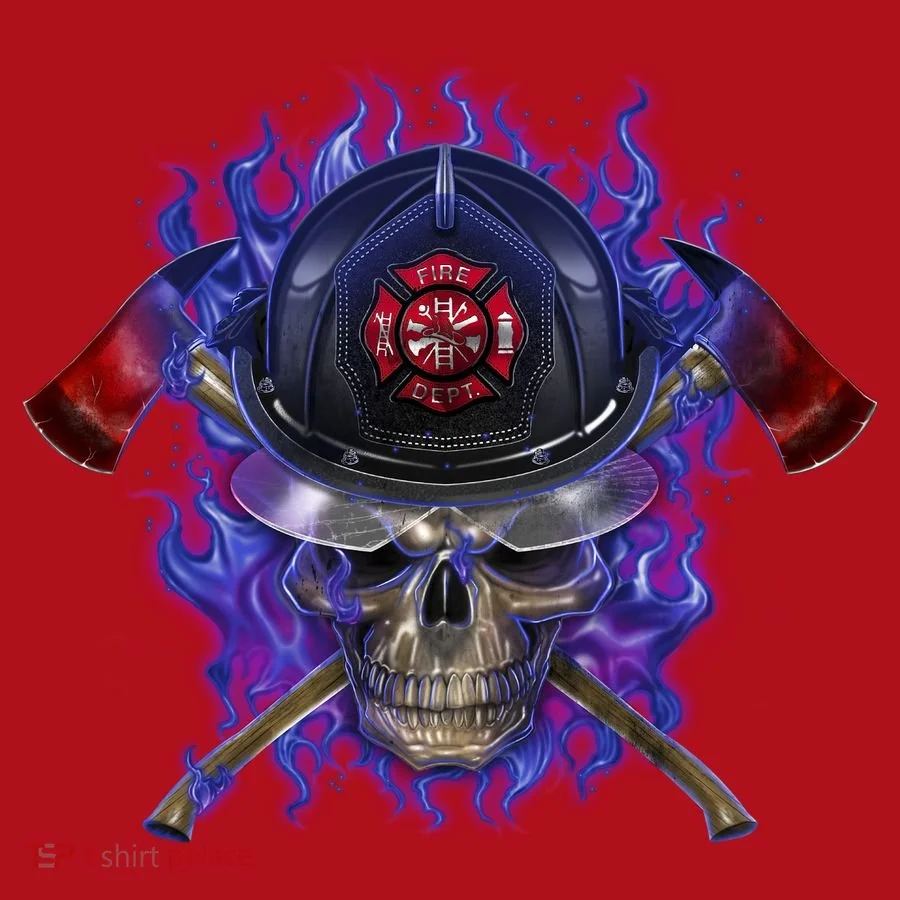 Fire Dept Flame Skull Christmas Stocking