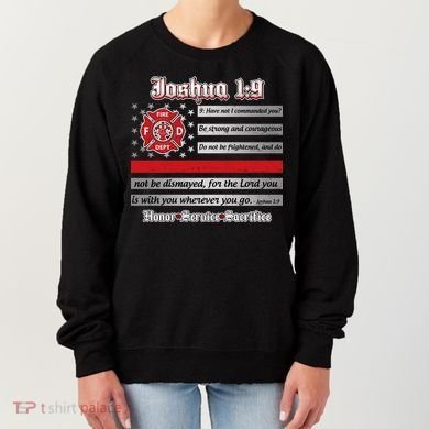 Fire Fighters Red Line Flag Joshua 1:9 Women's Sweatshirt