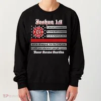 Fire Fighters Red Line Flag Joshua 1:9 Women's Sweatshirt thumb 0