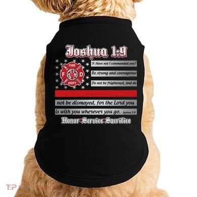 Fire Fighters Red Line Flag Joshua 1:9 Doggie Tank