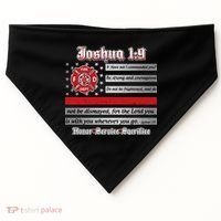 Fire Fighters Red Line Flag Joshua 1:9 USA-Made Doggie Bandana thumb 0