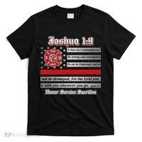 Fire Fighters Red Line Flag Joshua 1:9 T-Shirt thumb 0