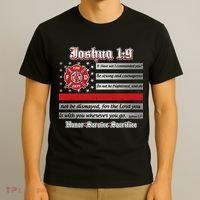 Fire Fighters Red Line Flag Joshua 1:9 T-Shirt thumb 3