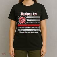 Fire Fighters Red Line Flag Joshua 1:9 T-Shirt thumb 4