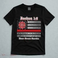 Fire Fighters Red Line Flag Joshua 1:9 T-Shirt thumb 5