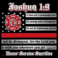 Fire Fighters Red Line Flag Joshua 1:9 Button thumb 1