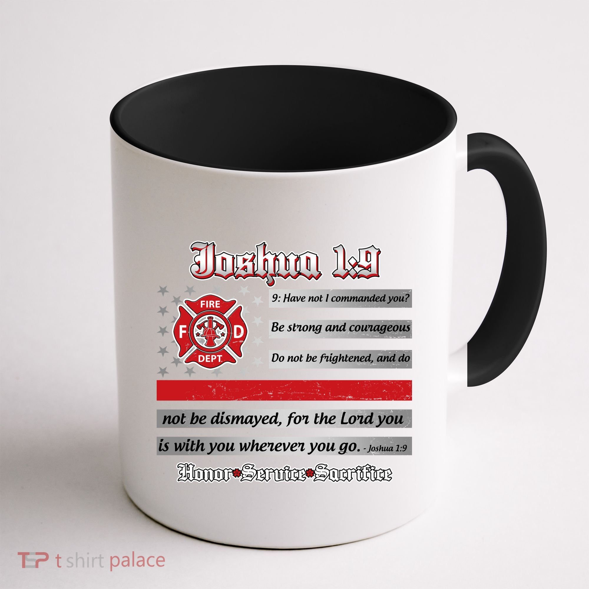 Fire Fighters Red Line Flag Joshua 1:9 Coffee Mug