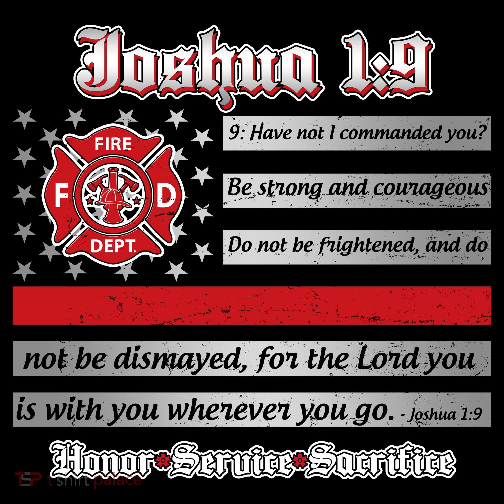 Fire Fighters Red Line Flag Joshua 1:9 Coffee Mug