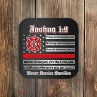 Fire Fighters Red Line Flag Joshua 1:9 Coaster thumb 0