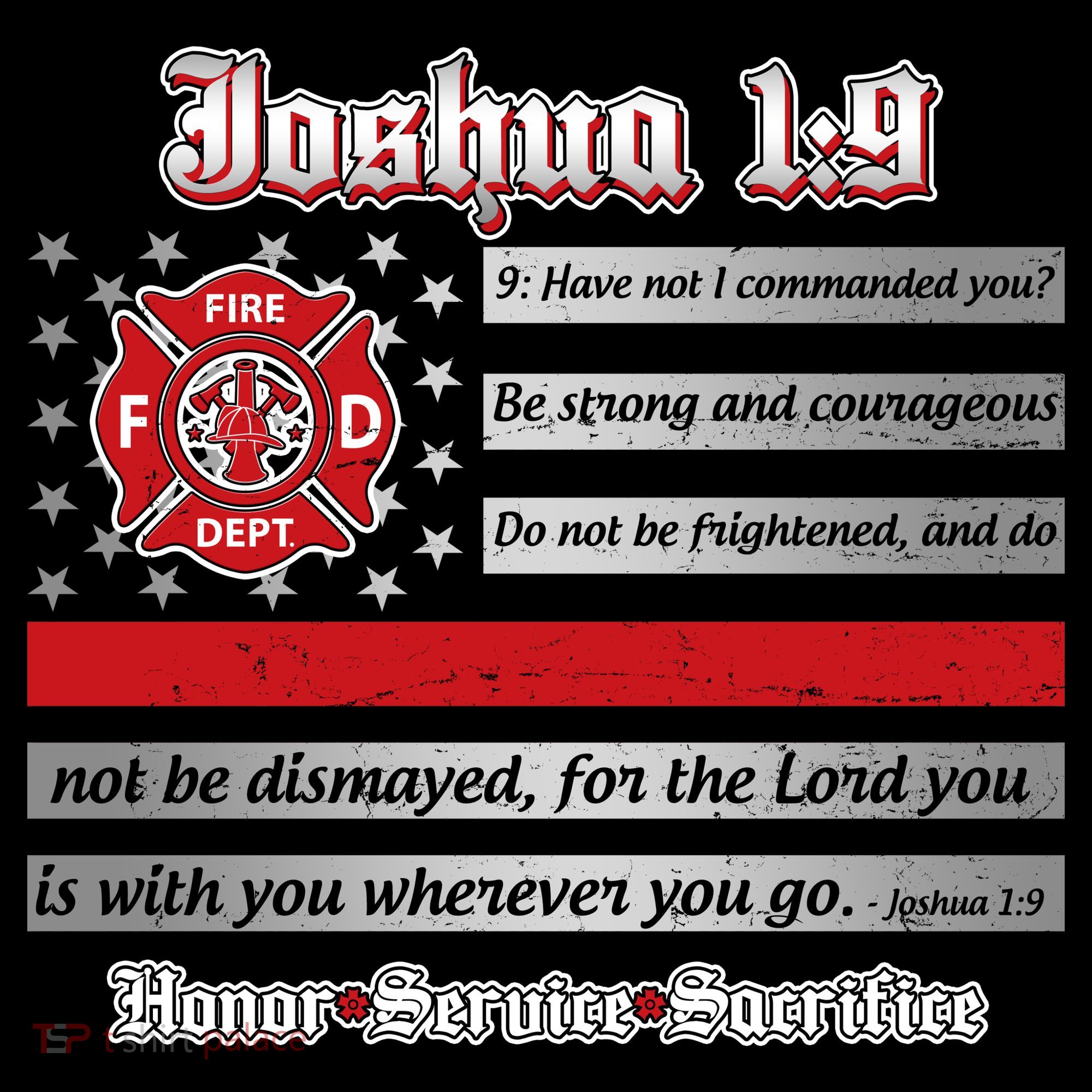Fire Fighters Red Line Flag Joshua 1:9 Women's Hoodie