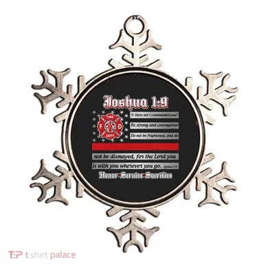Fire Fighters Red Line Flag Joshua 1:9 Ornament