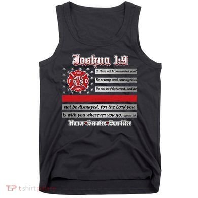 Fire Fighters Red Line Flag Joshua 1:9 Tank Top