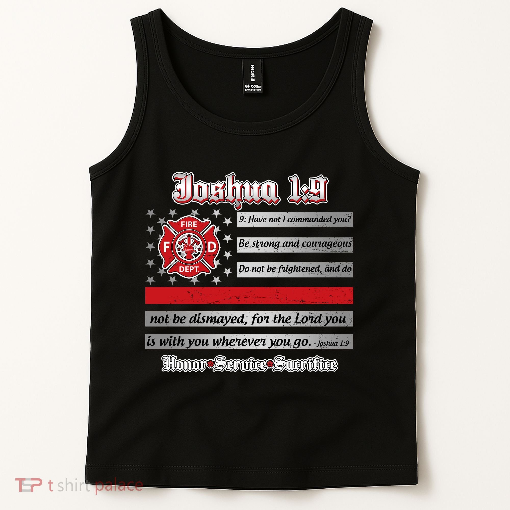 Fire Fighters Red Line Flag Joshua 1:9 Tank Top