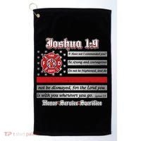 Fire Fighters Red Line Flag Joshua 1:9 Golf Towel thumb 0