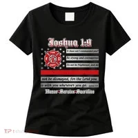 Fire Fighters Red Line Flag Joshua 1:9 Women's T-Shirt thumb 0