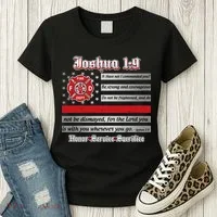 Fire Fighters Red Line Flag Joshua 1:9 Women's T-Shirt thumb 3