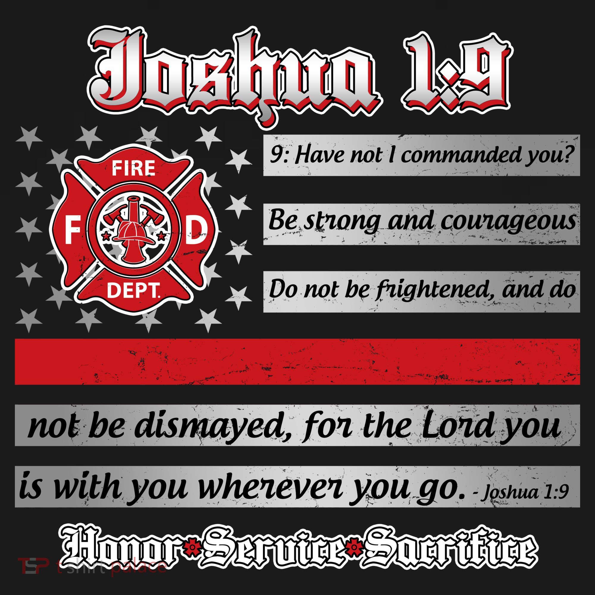 Fire Fighters Red Line Flag Joshua 1:9 Kids Sweatshirt