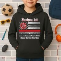 Fire Fighters Red Line Flag Joshua 1:9 Kids Hoodie thumb 2