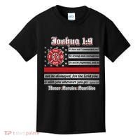 Fire Fighters Red Line Flag Joshua 1:9 Kids T-Shirt thumb 0