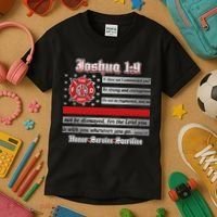 Fire Fighters Red Line Flag Joshua 1:9 Kids T-Shirt thumb 3
