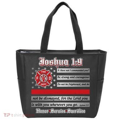 Fire Fighters Red Line Flag Joshua 1:9 Tote Bag