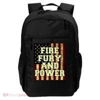 Fire Fury Power USA Flag Trump Quote Backpack thumb 0