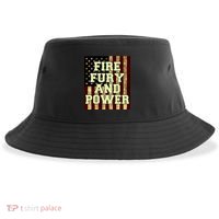 Fire Fury Power USA Flag Trump Quote Sustainable Bucket Hat thumb 0