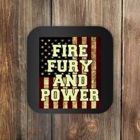 Fire Fury Power USA Flag Trump Quote Coaster thumb 0