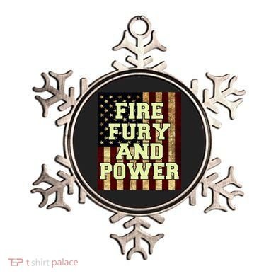 Fire Fury Power USA Flag Trump Quote Ornament