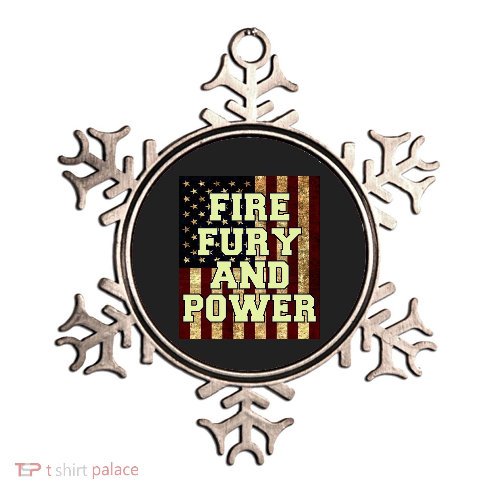 Fire Fury Power USA Flag Trump Quote Ornament