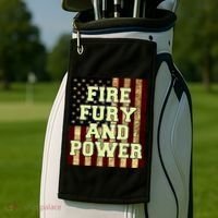 Fire Fury Power USA Flag Trump Quote Golf Towel thumb 2