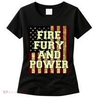 Fire Fury Power USA Flag Trump Quote Women's T-Shirt thumb 0