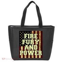 Fire Fury Power USA Flag Trump Quote Tote Bag thumb 0