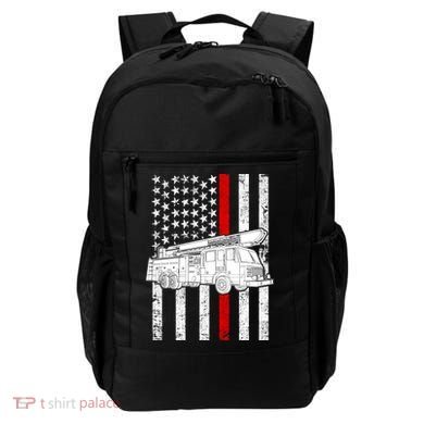 Fire Truck American Firefighter Thin Red Line Flag Backpack