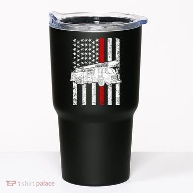 Fire Truck American Firefighter Thin Red Line Flag Tumbler