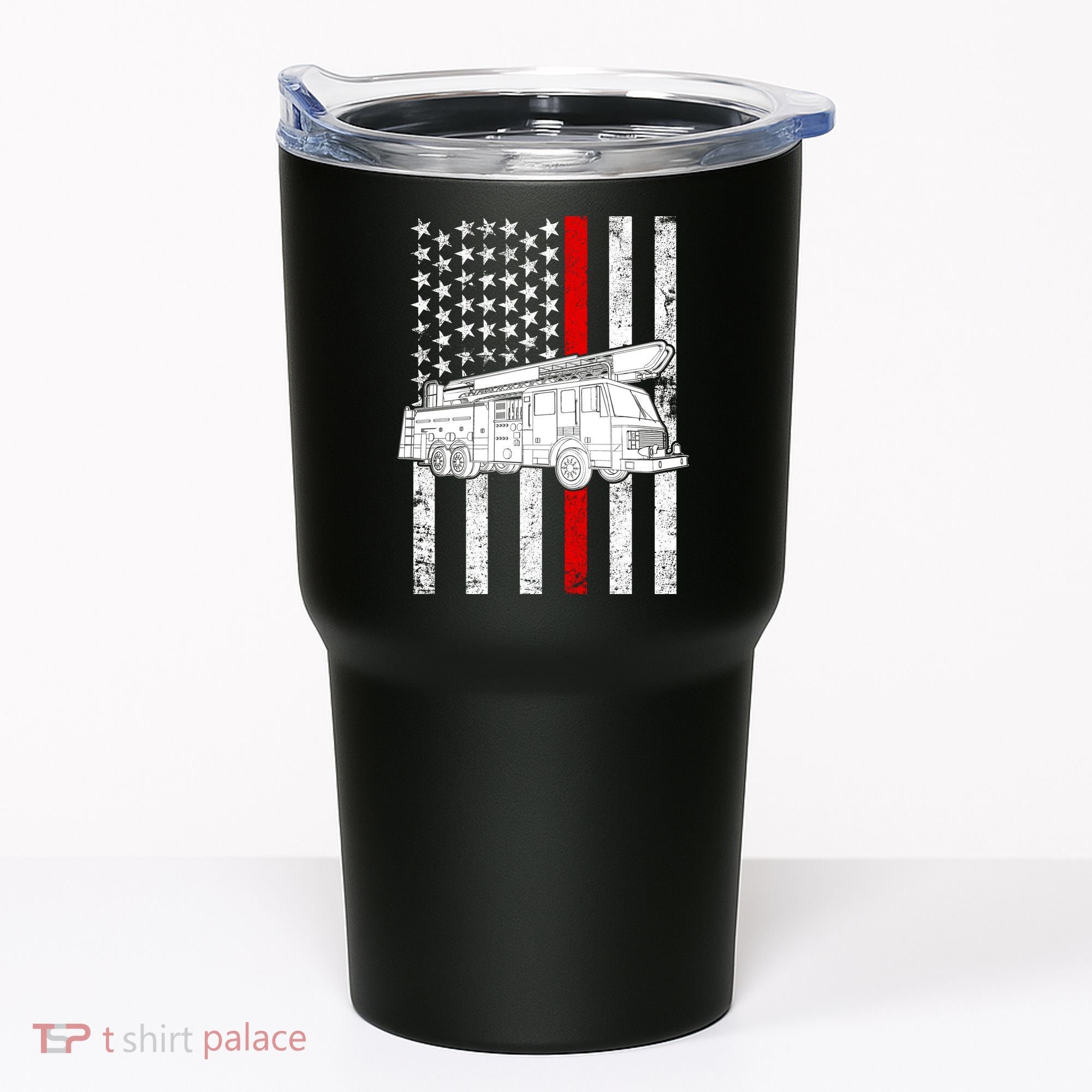 Fire Truck American Firefighter Thin Red Line Flag Tumbler