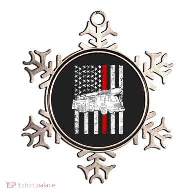 Fire Truck American Firefighter Thin Red Line Flag Ornament