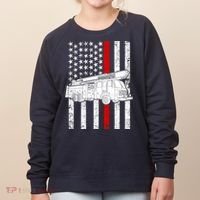 Fire Truck American Firefighter Thin Red Line Flag Women's Sweatshirt thumb 0