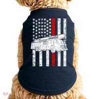Fire Truck American Firefighter Thin Red Line Flag Doggie Tank thumb 0