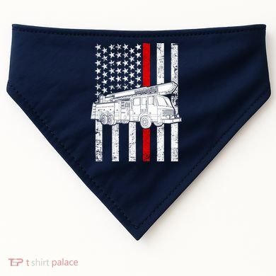 Fire Truck American Firefighter Thin Red Line Flag USA-Made Doggie Bandana