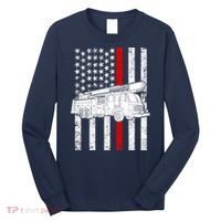 Fire Truck American Firefighter Thin Red Line Flag Long Sleeve Shirt thumb 0