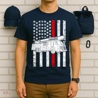 Fire Truck American Firefighter Thin Red Line Flag T-Shirt thumb 6