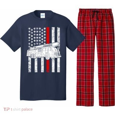 Fire Truck American Firefighter Thin Red Line Flag Pajama Set