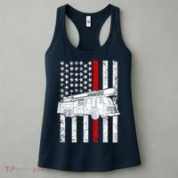 Fire Truck American Firefighter Thin Red Line Flag Women's Tank Top thumb 3