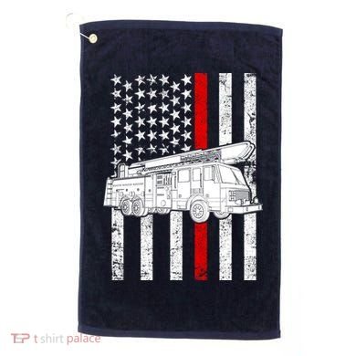 Fire Truck American Firefighter Thin Red Line Flag Golf Towel