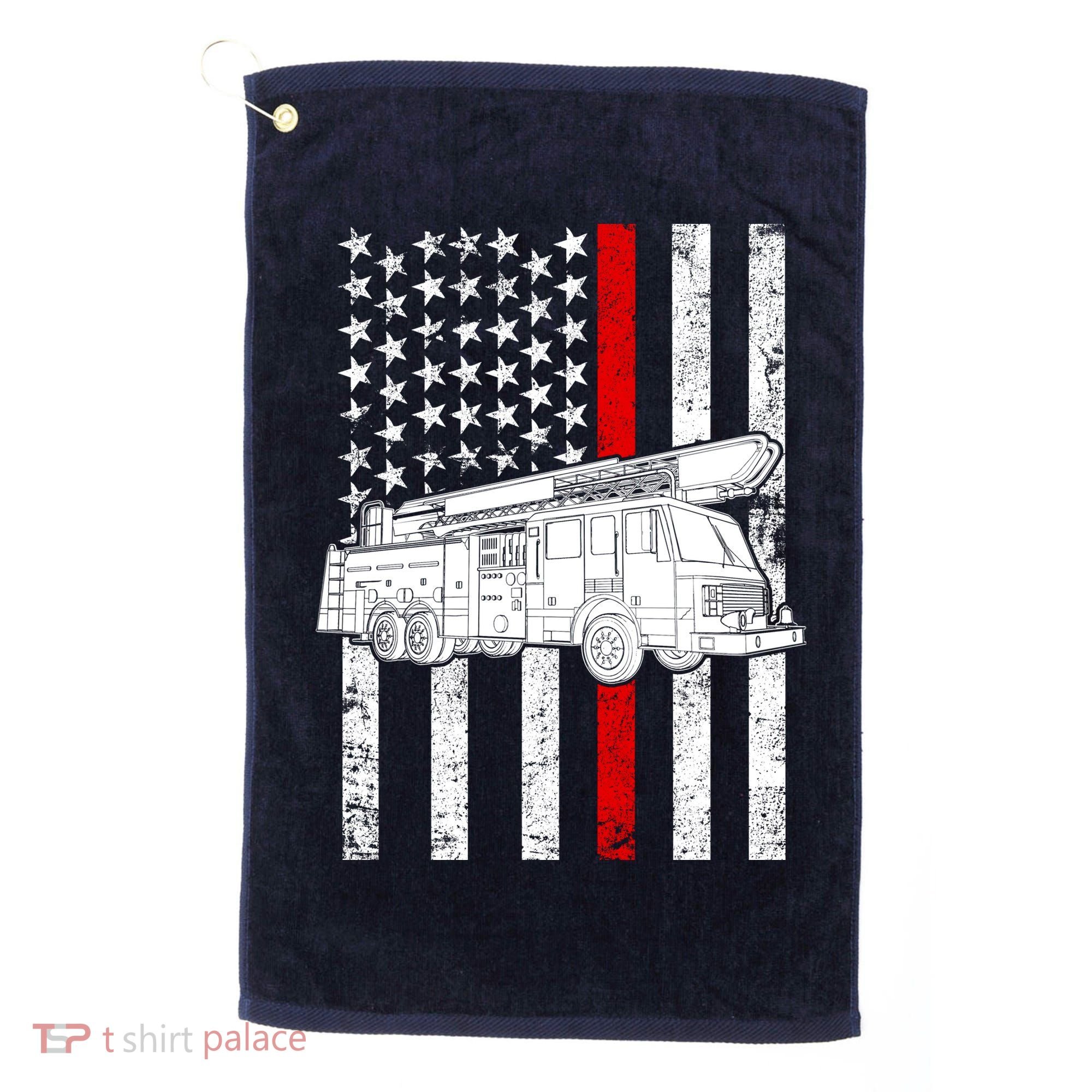 Fire Truck American Firefighter Thin Red Line Flag Golf Towel
