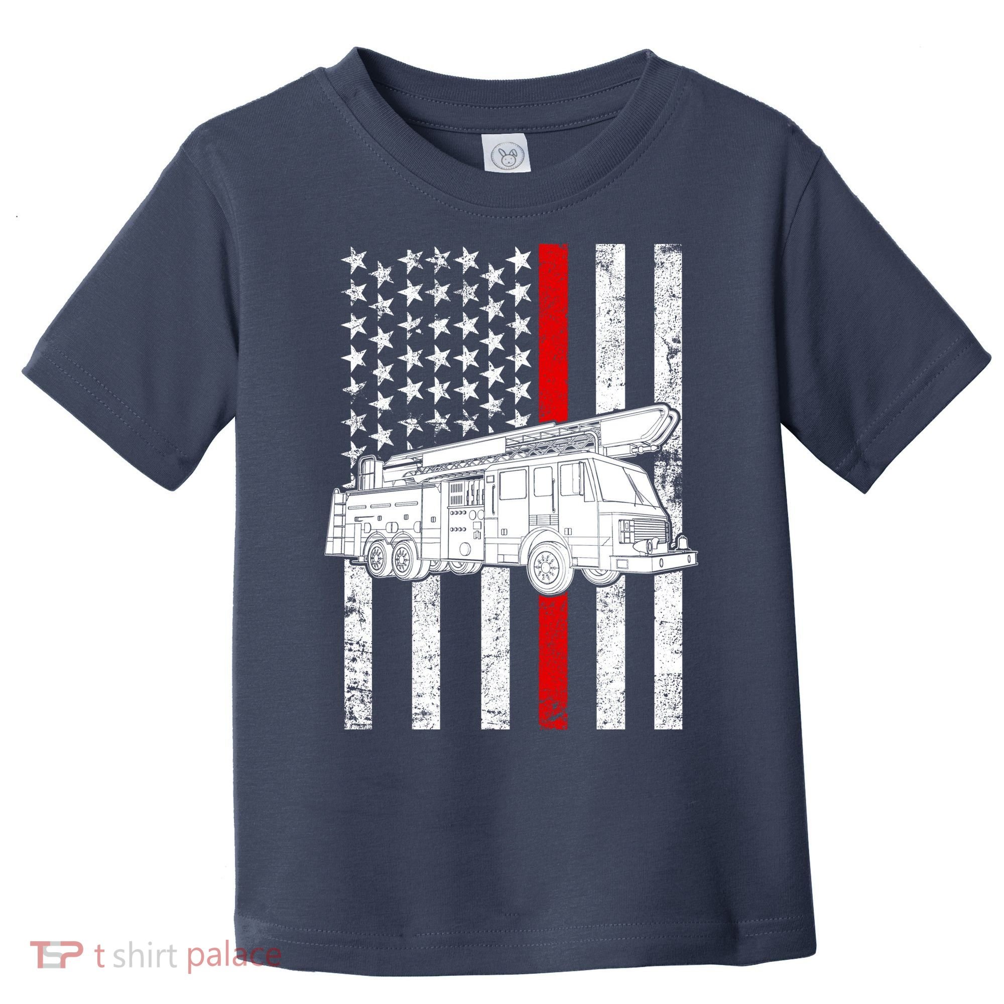 Fire Truck American Firefighter Thin Red Line Flag Toddler T-Shirt